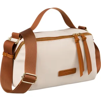 Kabelka Dámská kabelka přes rameno z nylonu a ekokůže Barva: béžová || hnědý