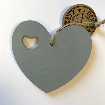 Srdce 7 cm se srdíčkem výřez Barva: Šedá