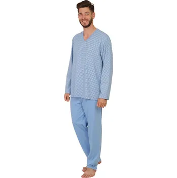 Pánské pyžamo Lamido Pánské pyžamo dlouhé Emil vzor na modré 4XL (CZ66 / 4XL) - doprava od 59 Kč