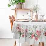 ArtFir Kulatý ubrus SUMMER 12 | přírodní/růžové květy 140 cm