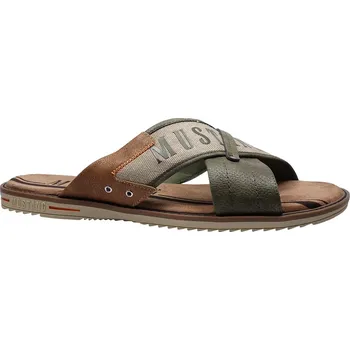 Pánské pantofle Letní obuv pro volný čas-pantofle, Mustang, khaki: Zelená Syntetika 32,4 49 G - standardní šíře (30015-30017)