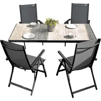 Zahradní sestava Doppler BERGAMO ACTIVE šedá - hliníková sedací souprava 4+1