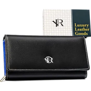 Peněženka Kožená, velká dámská peněženka se zapínáním na patentku Barva: Černá