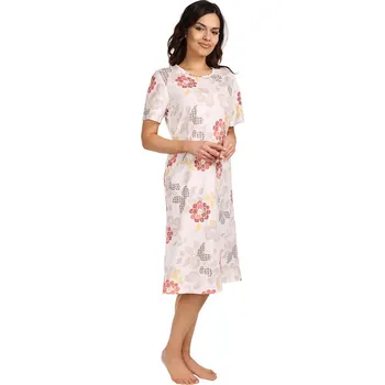 Dámské noční prádlo Lamido Dámská noční košile Iva šedožlutý květ 4XL (CZ66 / EU62 (4XL)) - doprava od 59 Kč