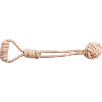Hračka pro psa Provazové přetahovadlo pro psa míč s rukojetí 45 cm béžová