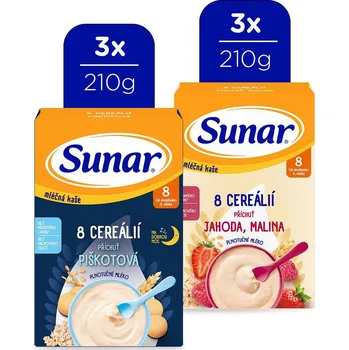 Sunar mix karton mléčná kaše 8m+, 6x210g