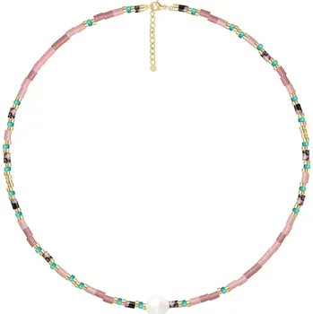 Náhrdelník Bižuterie Lilou 252/400/LAN/MIXKAM/MIXCOL/PEB/PO 252/400/LAN/PEB/PO zlatá GLD, vel. ONE SIZE