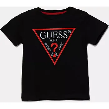 Dětské bavlněné tričko Guess N4YI37.K8HM4.PPYA černá 99X, vel. 105-112