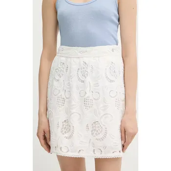 Dámská sukně Bavlněná sukně Guess DOMITILLE béžová barva, mini, áčková, W5GD1S WH521 W5GD1S.WH521 01X, vel. XL