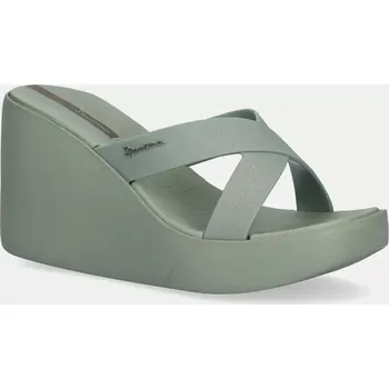 Dámské pantofle Pantofle Ipanema HIGH FASHION dámské, zelená barva, na klínku, 83646-BD680 83646.BD680 97X, EUR 38