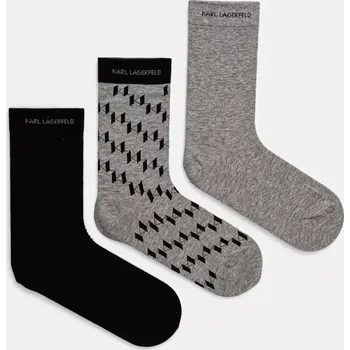 Pánské ponožky Ponožky Karl Lagerfeld 3-pack pánské, šedá barva, A1M47046 90X, vel. ONE SIZE