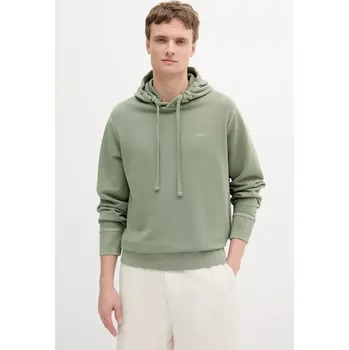 Pánská mikina Bavlněná mikina Gant pánská, zelená barva, s kapucí, hladká, 2067035 97X, vel. XL