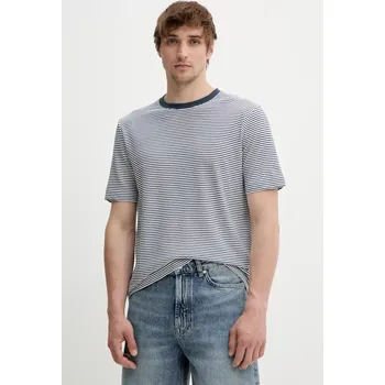 Pánské tričko Tričko s příměsí lnu Marc O'Polo pánské, modrá barva, 524216751302 95X, vel. XXL