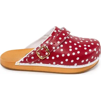 Dámská zdravotní obuv Buxa Dřeváky pro fit postavu CE2 - červená s bílým puntíkem Velikost: 38