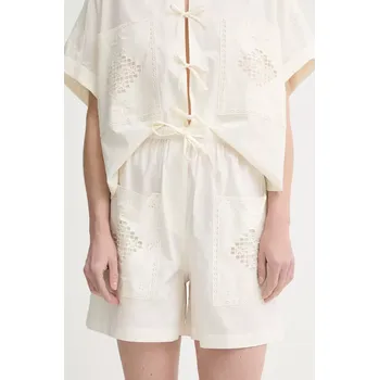 Dámské kraťasy Bavlněné šortky Sessun dámské, béžová barva, high waist, 25206002 01X, vel. 40