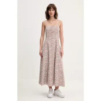 Dámské šaty Šaty Abercrombie & Fitch bílá barva, midi, KI159-5481 KI159.5481.509 00X, vel. S