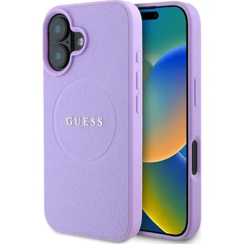 Náhradní kryt pro mobilní telefon Guess PU Grained Classic Logo MagSafe zadní kryt pro iPhone 16 Purple