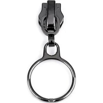 Zip Jezdec ke spirálovým zipům No 5 s kroužkem, barva 3 nikl černý