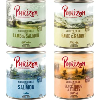 Krmivo pro psa 24x800g Purizon Adult - Míchané balení (všechny druhy)