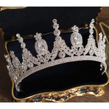 Čelenka B-TOP Postříbřená korunka do vlasů diadém s krystaly Aurora