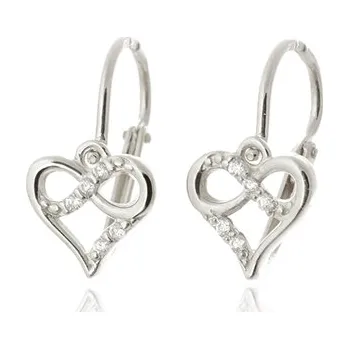Náušnice Dětské náušnice z bílého zlata srdíčka s nekonečnem a zikony ZNA283F + Dárek zdarma