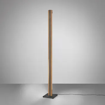 Lampička Stojací lampa Quitani Elis LED, dub/černá - Délka kabelu 250 cm; stínítko - délka 7 cm, šířka 3,4 cm; výška podstavce 2 cm světlé dřevo, matná černá LED 48 W celkem - Doprava zdarma