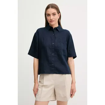 Pánská košile Lněná košile Tommy Hilfiger WW0WW44720 námořnická modř 59X, vel. 32