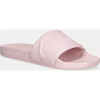 Dámské pantofle Pantofle Calvin Klein Jeans SLIDE PU HF MG dámské, růžová barva, YW0YW01879 30X, EUR 37