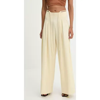 Dámské kalhoty Kalhoty Answear.LAB dámské, žlutá barva, široké, high waist P4570.iak 11X, vel. S