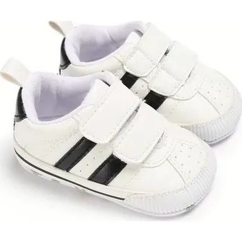 Dětská sálová obuv Bílé capáčky "tenisky s proužky" Barva: Černá, Velikost: 11 (0-6 m)