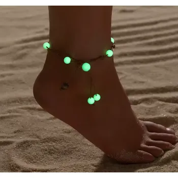 Řetízek B-TOP Boho řetízek na nohu se svítícími korálky