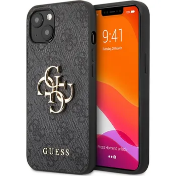 Náhradní kryt pro mobilní telefon Guess PU 4G Metal Logo zadní kryt pro iPhone 13 Grey