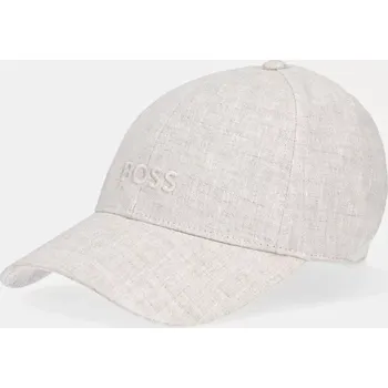 Kšiltovka Lněná kšiltovka BOSS béžová barva, hladká, 50539507 80X, vel. ONE SIZE