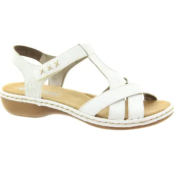 Dámské sandále RIEKER Dámské bílé kožené sandály 65919-80-255 Velikost 41
