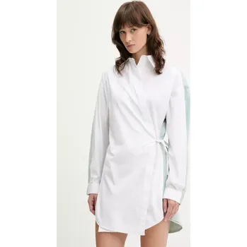 Dámské šaty Bavlněné šaty Diesel D-ELPHI-DEN DRESS bílá barva, mini, A17387.0CBCP 00X, vel. 40