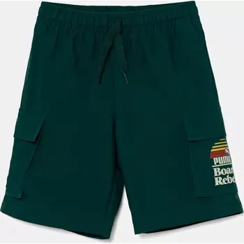 Chlapecké kraťasy Dětské kraťasy Puma MID90S Cargo Chino Shorts zelená barva, nastavitelný pas, 685154 685154.B 79X, vel. 140