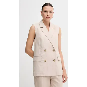 Dámská vesta Vesta s příměsí lnu United Colors of Benetton béžová barva, 29KBDJ00W 80X, vel. 38