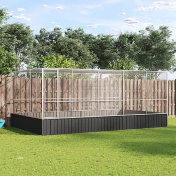 Voliéra s nástavbou stříbrná 518 x 307 x 212 cm ocel Stříbrná 3214277