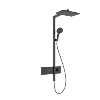 Vodovodní baterie Hansgrohe Raindance Alive Q - Showerpipe 210/340 1jet s termostatem ShowerSelect Comfort, kartáčovaný černý chrom 24580340