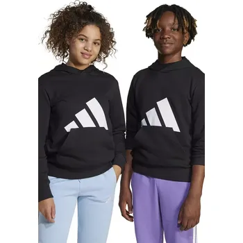 Chlapecká mikina Dětská mikina adidas černá barva, s kapucí, s potiskem, JC9667 99X, vel. 152