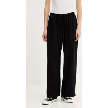 Dámské kalhoty Lněné kalhoty Abercrombie & Fitch dámské, černá barva, široké, high waist, KI156-5199 KI156.5199.900 99X, vel. M