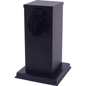 Venkovní osvětlení Venkovní zásuvkový sloupek 1Z SCHUKO 230V IP44 20 cm černá