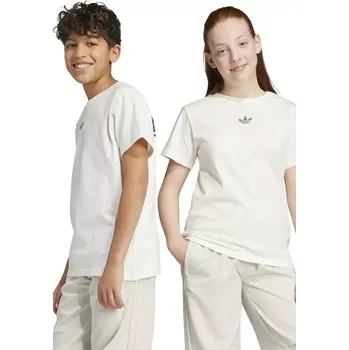 Dětské bavlněné tričko adidas Originals béžová barva, s potiskem, JY8374 01X, vel. 176