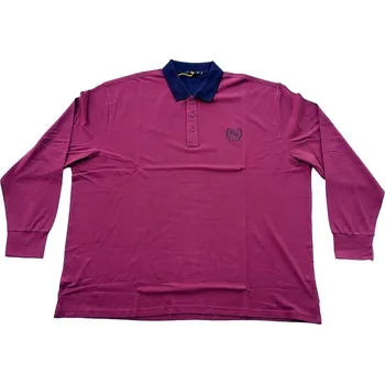 Pánské tričko Pánská polokošile - tričko s límečkem bordó s dlouhým rukávem 6XL - 8XL Maxfort - 8XL