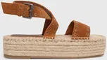Semišové sandály Pepe Jeans PLS90657 dámské, hnědá barva, na platformě, TRACY ANTIQUE, EUR 40