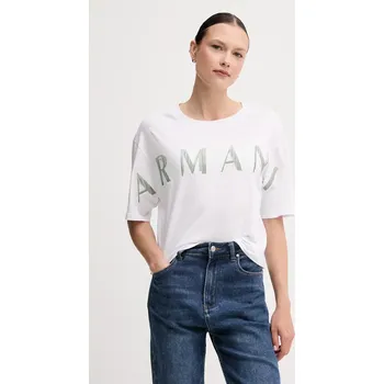 Dámské tričko Bavlněné tričko Armani Exchange dámské, bílá barva, XW000520 AF10359 XW000520.AF10359 00X, vel. L