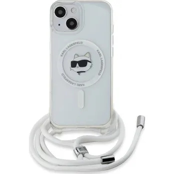 Náhradní kryt pro mobilní telefon Karl Lagerfeld IML Crossbody Choupette Head Magsafe zadní kryt pro iPhone 15 Transparent