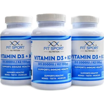 FitSport Nutrition Vitamin D3 + K2 2000IU / 150mcg 3 x 120 kapslí economy pack
