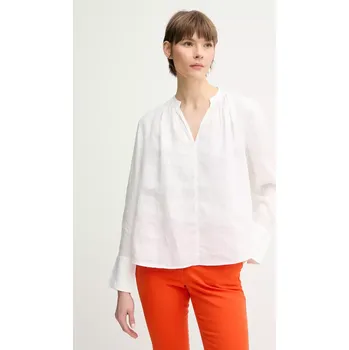 Dámská halenka Lněná halenka Tommy Hilfiger dámská, bílá barva, hladká, WW0WW44701 00X, vel. 34