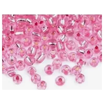 Dětské navlékací korálky Rokajl PRECIOSA růžová s průtahem > (8/0) Ø2,9mm (sáček 20g)